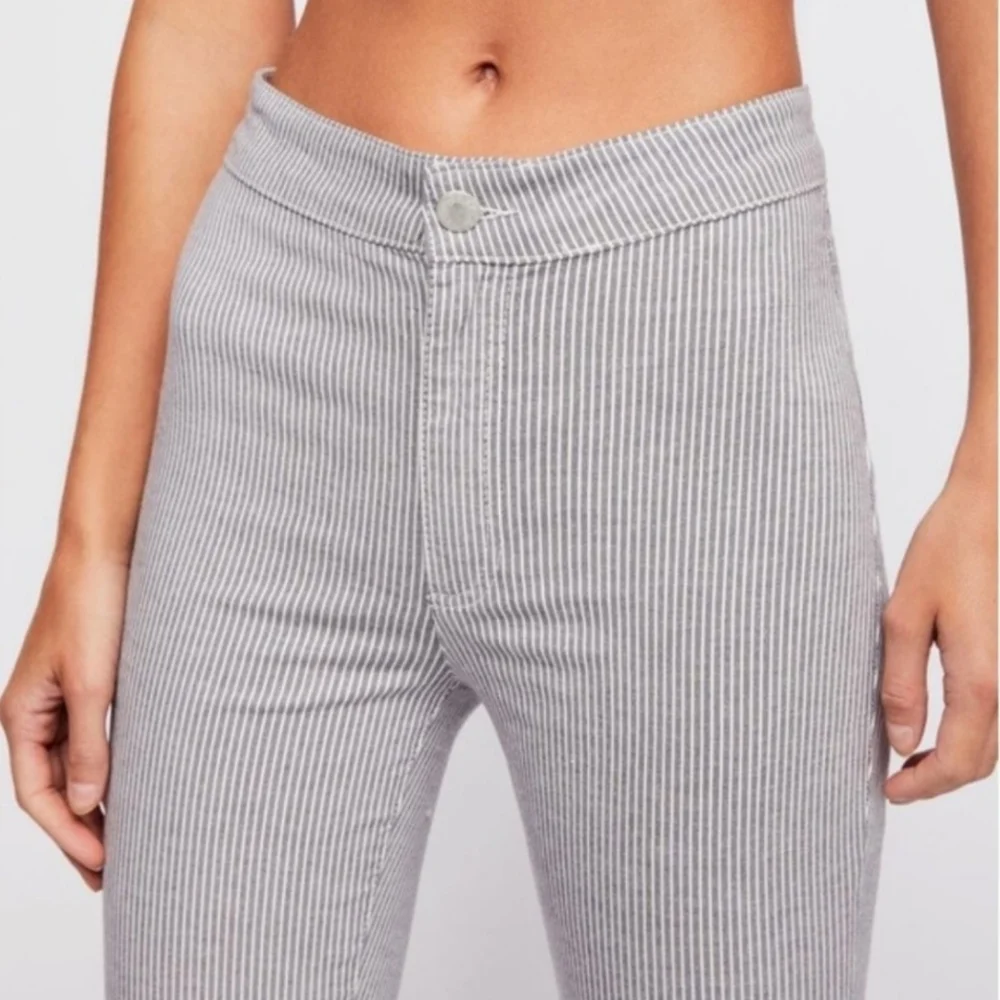 Free People Conductor Striped Ankle Skinny Jeans